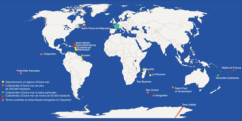 Carte de l'outre-mer français :